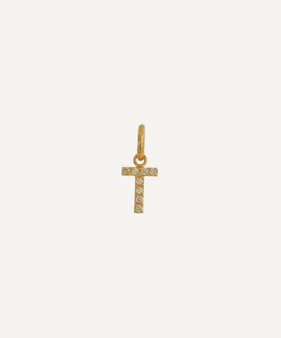 Gigi Clozeau 18ct Gold Lucky Letter T Diamond Pendant