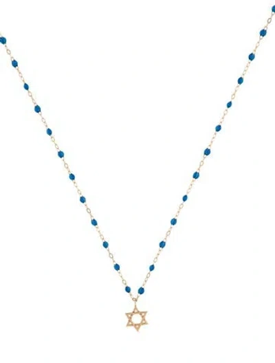 Pre-owned Gigi Clozeau 18k Classic Star Of David Necklace, 16.75" In Blue