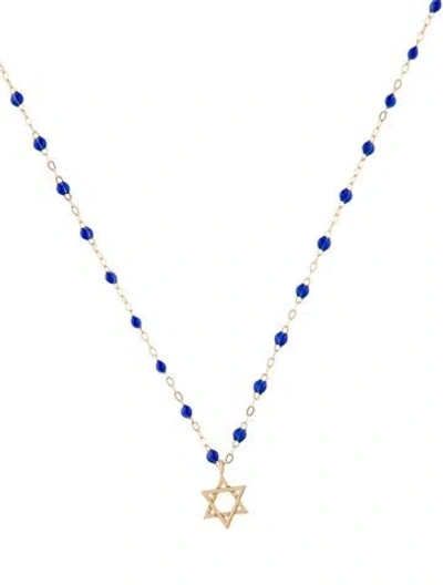 Pre-owned Gigi Clozeau 18k Enamel Star Pendant Necklace, 16.5" In Blue