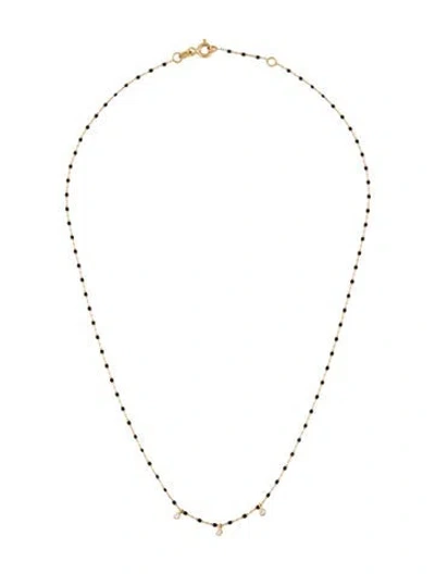 Pre-owned Gigi Clozeau 18k Resin & Diamond Mini Gigi Station Necklace, 16.5" In Black