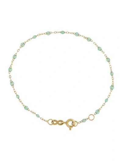 Pre-owned Gigi Clozeau 18k Resin Bead Classic Gigi Bracelet, 6.5" In Green
