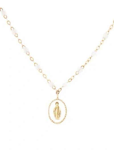 Pre-owned Gigi Clozeau 18k Resin Madone Pendant Necklace, 16.5" In White