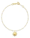 Gigi Clozeau 18k Yellow Gold Bead Sun Pendant Bracelet In Gold/white