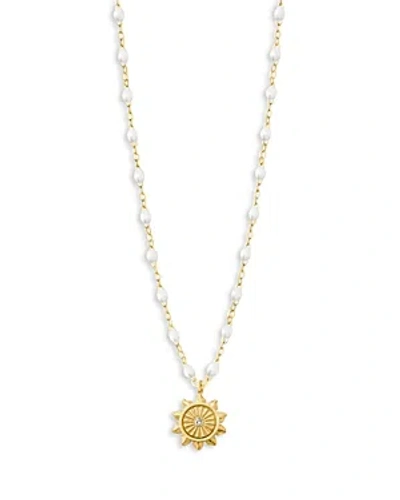 Gigi Clozeau 18k Yellow Gold Bead Sun Pendant Necklace, 16.5 In Gold/white