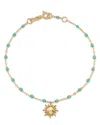 Gigi Clozeau 18k Yellow Gold Classic Sun & Resin Bead Link Bracelet In Blue/gold