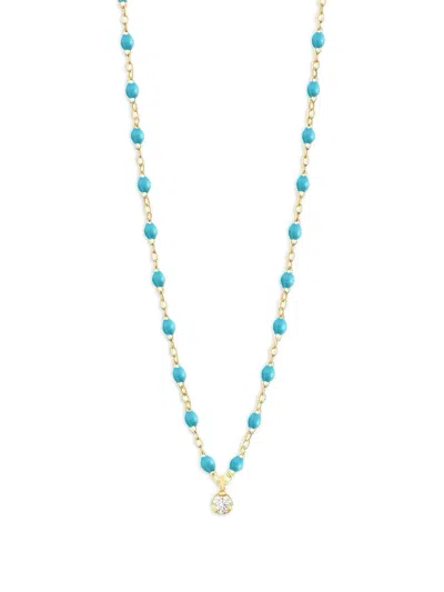 Gigi Clozeau 18k Yellow Gold Gig Classic Supreme Diamond And Turquoise Necklace In Blue