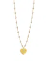 Gigi Clozeau 18k Yellow Gold Heart Lumiere Diamond & Opal Sunray Heart Pendant Necklace, 16.1-16.5 In Opal/gold