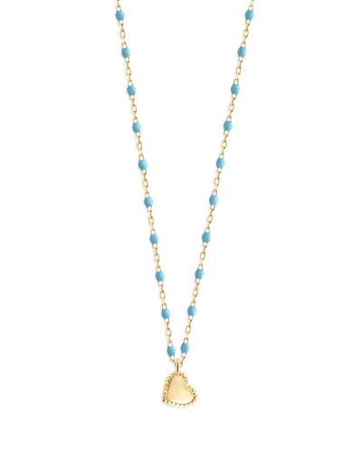 Gigi Clozeau 18k Yellow Gold Lucky Heart Pendant Necklace, 15.7 In Blue/gold
