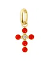 Gigi Clozeau 18k Yellow Gold Madone Croix Resin Bead & Diamond Cross Pendant, 0.01 Tcw In Orange