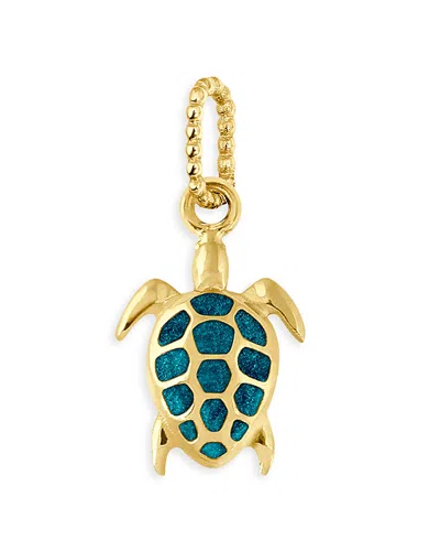 Gigi Clozeau 18k Yellow Gold Voyage Resin Accented Turtle Pendant In Green