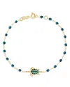 Gigi Clozeau 18k Yellow Gold Voyage Resin Bead Turtle Chain Bracelet In Green