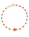 Gigi Clozeau 18k Yellow Gold Voyage Resin Bead Turtle Chain Bracelet In Orange
