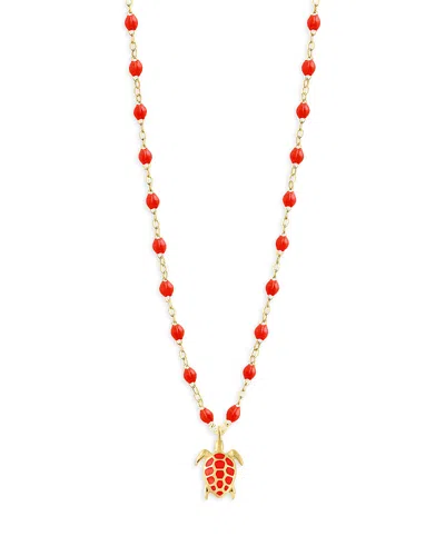 Gigi Clozeau 18k Yellow Gold Voyage Resin Bead Turtle Pendant Necklace, 16.1-16.5 In Orange
