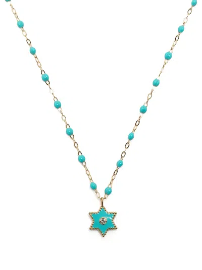 Gigi Clozeau 18kt Gold Étoile Diamond And Turquoise Necklace In Blue