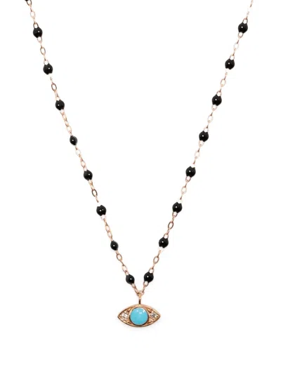 Gigi Clozeau 18kt Yellow Gold Evil Eye Turquoise And Diamond Necklace In Black