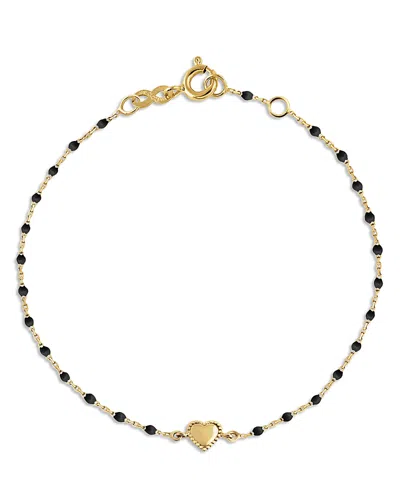 Gigi Clozeau Resin & 18k Yellow Gold Lucky Heart Pendant Bracelet In Black/gold