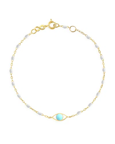Gigi Clozeau Resin & 18k Yellow Gold Voyage Classic Eye Bracelet In White/gold