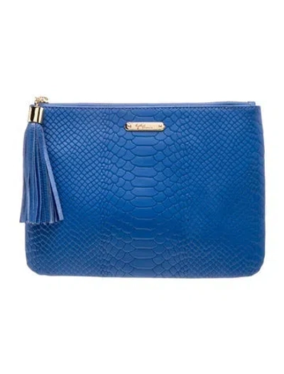 Pre-owned Gigi Embossed Leather Clutch In Blue