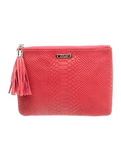 Pre-owned Gigi Embossed Leather Clutch In Red