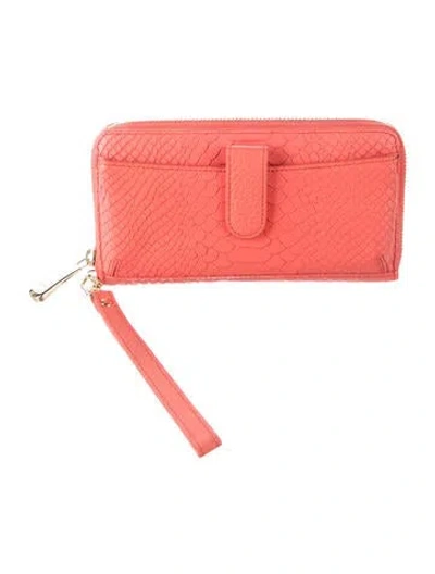 Pre-owned Gigi Embossed Leather Wristlet In Pink