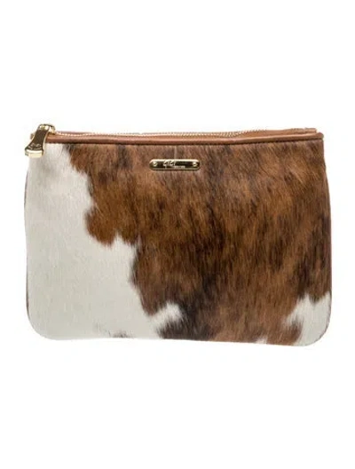 Pre-owned Gigi Faux Fur Portfolio In Brown