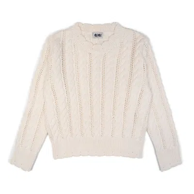 Gigi Knitwear Women's Ailis Eyelet Sweater In Ivory / White