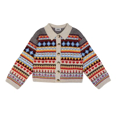 Gigi Knitwear Women's Bee Garden Cardigan In Multicolor In Brown