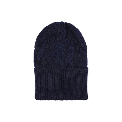 Gigi Knitwear Women's Blue Cable Hat In Navy