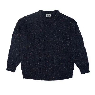 Gigi Knitwear Women's Blue Oversized Cable Sweater In Navy Speckle