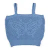 Gigi Knitwear Women's Butterfly Cotton Knit Tank Top In Blue In Blue