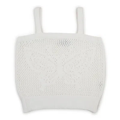 Gigi Knitwear Women's Butterfly Cotton Knit Tank Top In White
