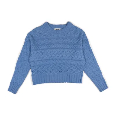 Gigi Knitwear Women's Cable Cotton Sweater In Blue