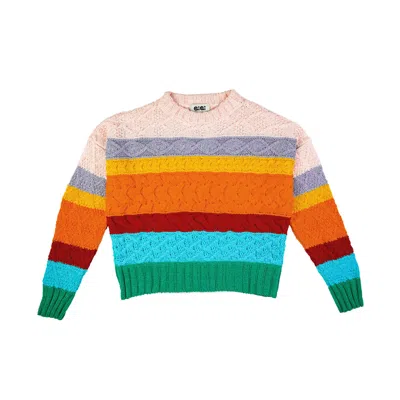 Gigi Knitwear Women's Cable Crewneck Sweater In Multicolor In Black/blue/green/orange/pink/purple/red/yellow