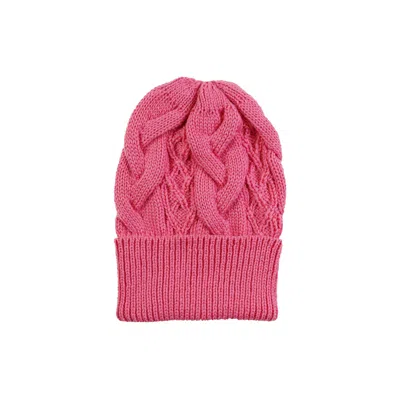 Gigi Knitwear Women's Cable Hat In Hot Pink