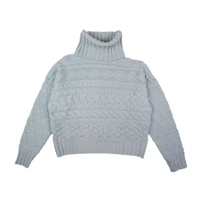 Gigi Knitwear Women's Cable Sweater In Light Blue