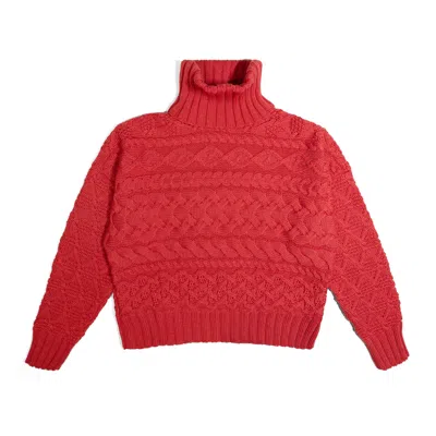 Gigi Knitwear Women's Cable Sweater In Red Marl / Red