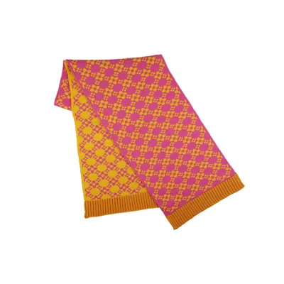 Gigi Knitwear Women's Flower Chain Scarf In Hot Pink