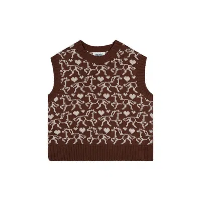 Gigi Knitwear Women's Gallop Jaquard Vest In Brown