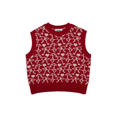 Gigi Knitwear Women's Gallop Jaquard Vest In Red
