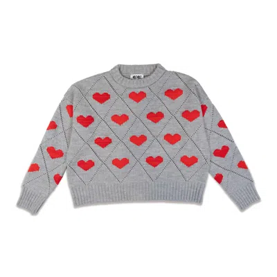 Gigi Knitwear Women's Love Jumper In Grey & Red