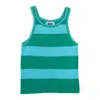 Gigi Knitwear Women's Mesh Cotton Tank Top In Turquoise & Green Stripe In Green