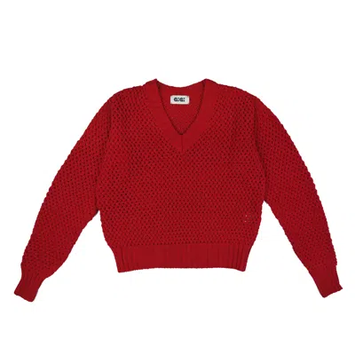 Gigi Knitwear Women's Mesh Jumper In Red