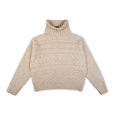 Gigi Knitwear Women's Neutrals Cable Sweater In Beige Marl