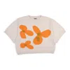 Gigi Knitwear Women's Neutrals Flower Cotton Knit T-shirt In Natural In Beige/orange/yellow