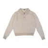 Gigi Knitwear Women's Neutrals Mismatch Polo Sweater In Beige Marl Stripe In Beige
