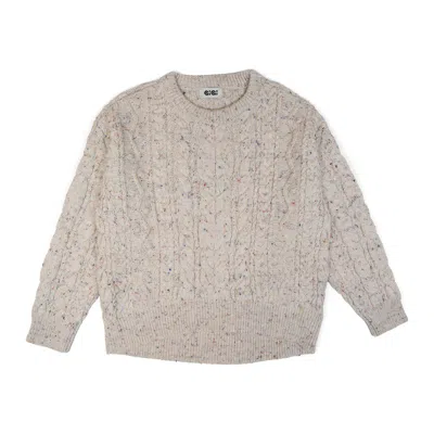 Gigi Knitwear Women's Neutrals Oversized Cable Sweater In Natural Speckle