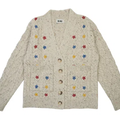 Gigi Knitwear Women's Neutrals Wild Flower Cardi In Natural In Blue/red/yellow