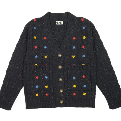 Gigi Knitwear Women's Neutrals Wild Flower Cardi In Navy In Blue