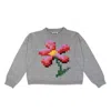 Gigi Knitwear Women's Pixel Flower Sweater In Grey Multi In Gray
