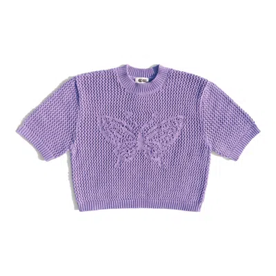 Gigi Knitwear Women's Purple Butterfly Cotton Knit T-shirt In Violet